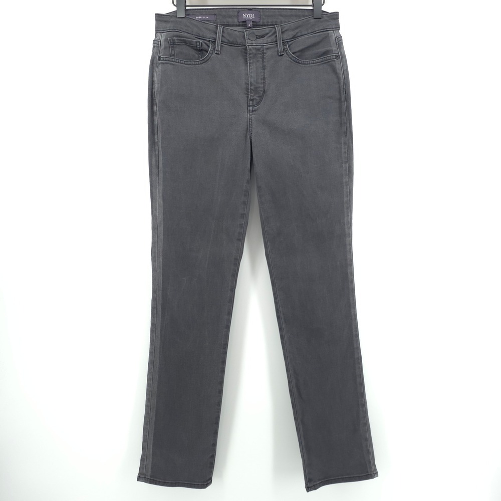 NYDJ Womens Jeans Sheri Slim 6 Gray Lift Tuck Stretch Denim Pants